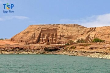 Abu Simbel overlooks the Nile River in Aswan